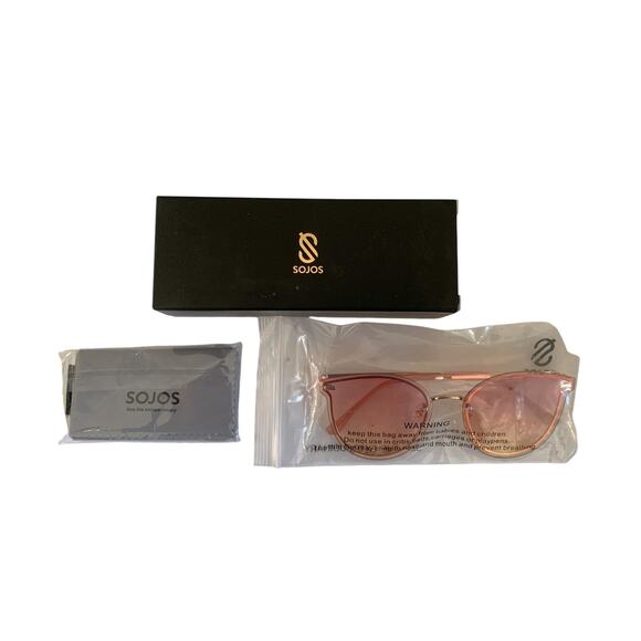 Trendy-Oversized Sunglasses-Rimless-Cat Eye-Rose Gold-Women - Picture 3 of 4